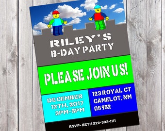 Lego Birthday Party Invitation, Printable Kids Party Invitation