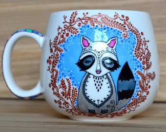 Raccoon mug Coffee mug Birthday gift Raccoon gift for her Birthday gift Gift for kids Coffee lover Funny coffee mug for her Gift for kid