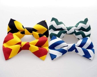 Striped Attachable Bow Ties for Dogs & Cats - Harry Potter Hogwarts Houses inspired, Gryffindor/Hufflepuff/Ravenclaw/Slytherin