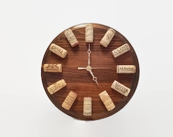 Wine Clock - Walnut - Cork Clock - Wine Themed Gift - Wine Cork Decor - Wine Wall Clock - Gift for Wine Lover - Bar Decor - Wine Cork Craft