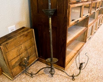 Antique Untouched All-Brass Gas Chandelier Light Fixture