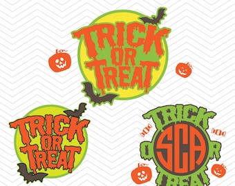 Trick or Treat Frames Monogram Halloween Pumpkin DXF SVG PNG eps decal Cut File Cricut Design, Silhouette studio, Sure A Lot, Makes the Cut
