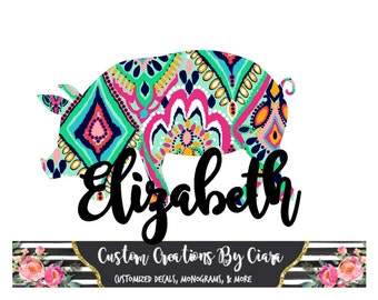 Pig Name Monogram Decal | Lilly Name monogram decal | show pig monogram decal | Monogram |Car Decal | Vinyl Monogram | Lilly Name Decal