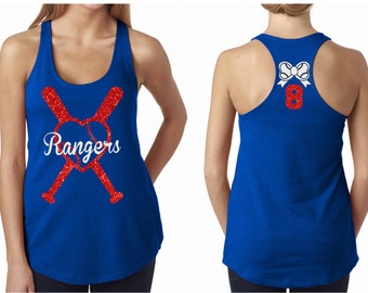 Glitter Baseball Mom Terry Tank Top Razor Back|Customize Your Colors