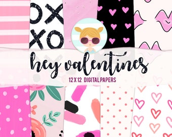 Hey Valentines Digital Paper