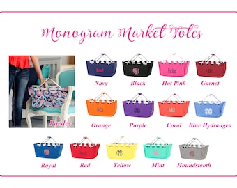 Monogram Market Tote, Monogram Dorm Tote, Personalized Market Tote, Monogram Dorm Tote, Monogram Basket, Picnic Basket, Graduation Gift