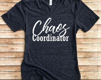Unisex Tri-Blend V-Neck T-Shirt Chaos Coordinator - Funny Mom Shirt