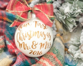Our First Christmas as Mr and Mrs, Christmas ornament, Newlywed gift, Holiday, Christmas tree ornament, Christmas Married, Unique holiday