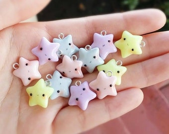 Kawaii Pastel Star Polymer Clay Charm - Kawaii Star - Blue Star - Pink Star - Yellow Star - Purple Star - Cell Phone Charms - Planner Charm