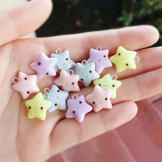 Kawaii Pastel Star Polymer Clay Charm Kawaii Star Blue