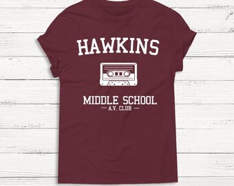 Hawkins Stranger Things Shirt - Funny - Cute - Tee Shirt - Sweatshirt - Men Women - Humor Text Hipster Gift Present Graphic Tee Unisex