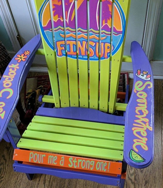 Custom Hand Painted LandShark Folding Adirondack Chair Unique