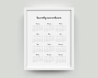 2017 Wall Calender 2017 | 2017 Calenders 2017 | Printable Calender Printable | Minimalist Calendars Minimalist | 2017 Calendars 2017