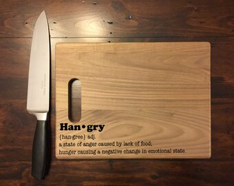 HANGRY - Funny Cutting Board - Engraved Cutting Board, Custom Cutting Board, Wedding Gift, Housewarming Gift, Anniversary Gift, Engagement
