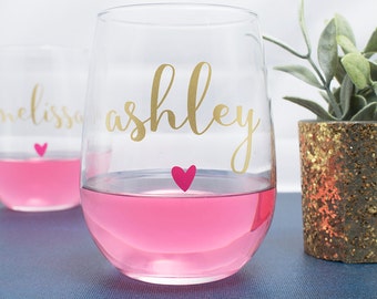 Personalized Wine Glasses - Bachelorette Party - Bridal Party Wine Glasses - Wine Glass - Bridesmaid Gift - Wedding Wine Glasses