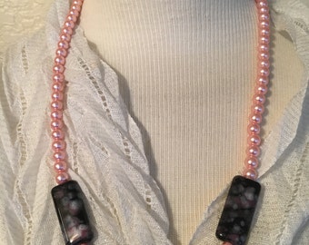 Large Rectangle and Pearl Beaded Necklace!!!
