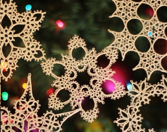 Snowflake Pattern Collection PDF, tatted snowflake, tatting, tatting pattern, snowflake, beaded tatting, tatting points
