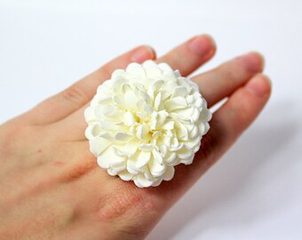 ivory ring gift bridesmaid ring/for/women birthday white daisy jewelry gift flower girl ring ivory wedding jewelry/for/girls flower ring A1