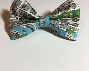 New York City Map Dog Bow Tie