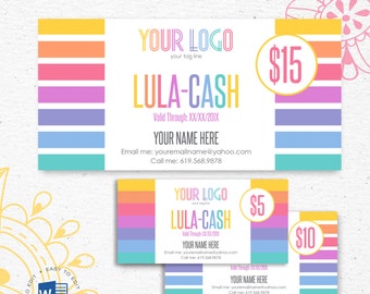 Editable Cash Coupons • 2 Designs | Cash Cards, Roe Bucks, Roe Cash, Lula Cash | Editable MS WORD* | Instant download