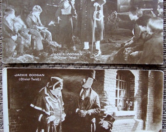 2 Real Photo PCs of Actor JACKIE COOGAN from Oliver Twist, Film Scenes. Postally Unused