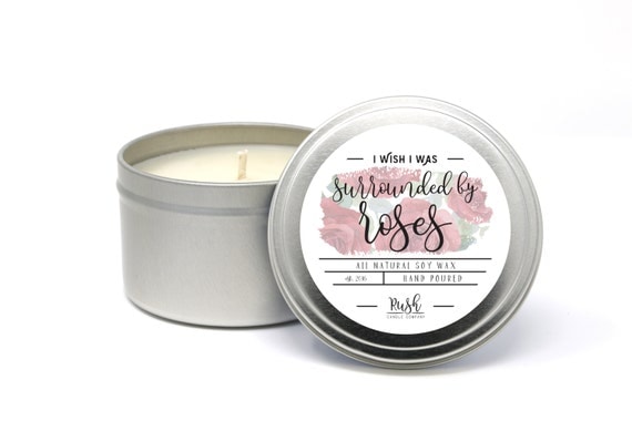 Rose Scented Candle. Candle in Tin. Travel Candle. Scented Soy Candle. Soy Wax Candles. All Natural Candle. Soy Candles Handmade.Candle Gift