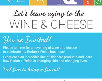 Rodan and Fields (Big Biz Launch) Wine & Cheese Party - Evite or Printable Invite CUSTOMIZED DIGITAL FILE