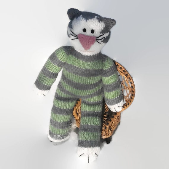 striped cat plush toy