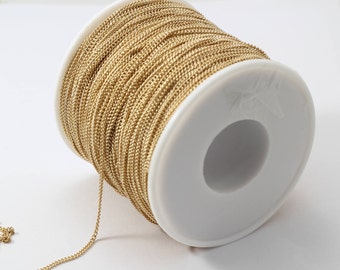 16,5 Feet Raw Brass Chain 1,3x1,5mm Tiny Brass Chains, Brass soldered chains , Cable Chain, Faceted Red Brass Soldered Chain 5 Meters