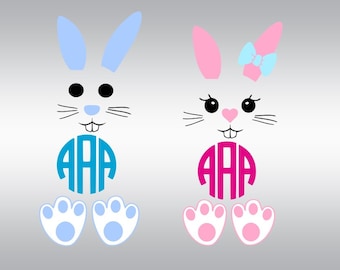 bunny face monogram ears SVG Clipart Cut Files Silhouette Cameo Svg for Cricut and Vinyl File cutting Digital cuts file DXF Png Pdf Eps