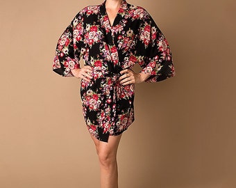 Set of 6 Floral Robes Bridesmaids Robes Bridal Party Robes Wedding Robes Bride Robe Bridesmaids Gift Floral Robe Cotton Bridesmaid Robes