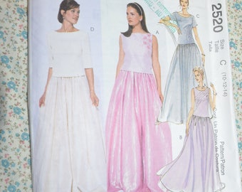 McCalls 2520 Evening Elegance Misses Top and Skirt Sewing Pattern - UNCUT - Size 10 12 14