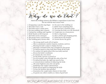 Printable Why do we do that Bridal Shower Game Gold Glitter Confetti, Gold Confetti Gold Glitter Bridal Shower Game, Wedding BRS1A GM023