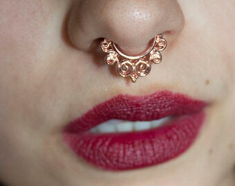 Fake Septum, Septum Ring, Nose Ring, Fake Nose Ring, Fake Septum Piercing, Gold and Rose Gold Fake Septum Rings, Septum Jewelry, Nose Studs