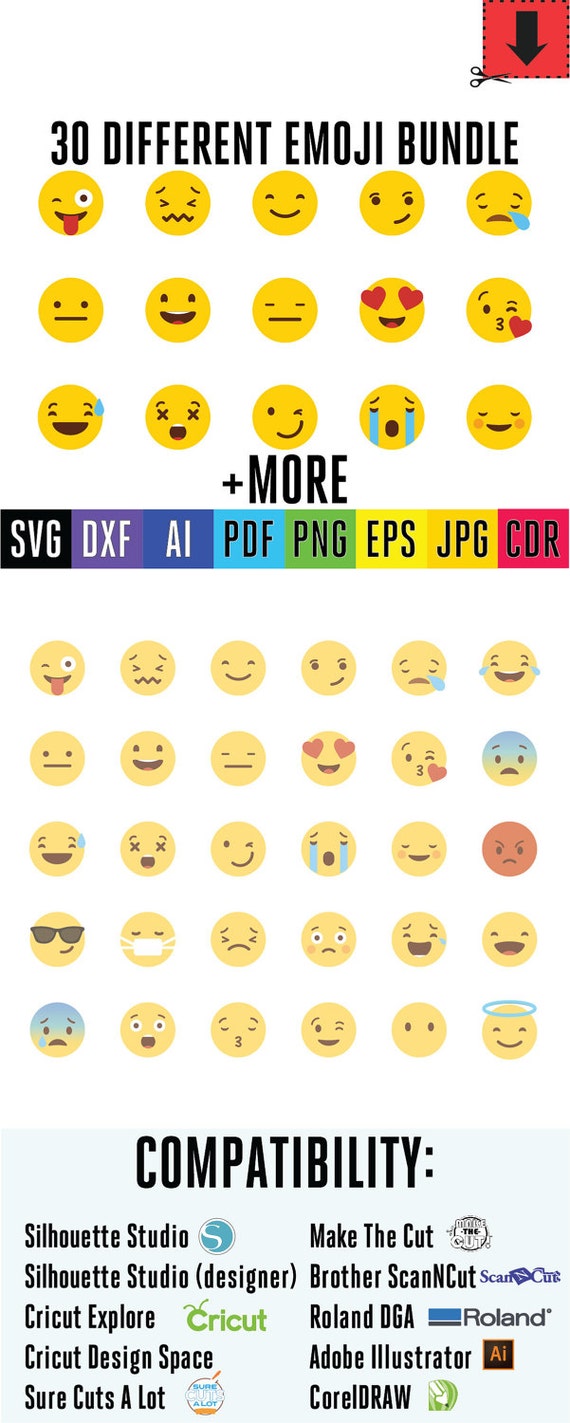 Download Emoji SVG Collection Smiley face vector clipart Emoji cut