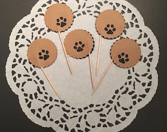 12 Animal Paw Cupcake Toppers