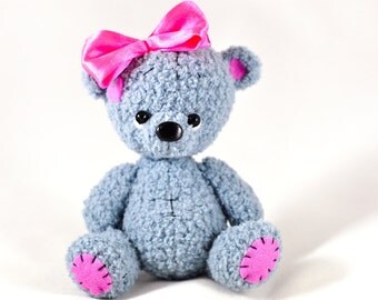 Gray Knitted bear Gray toy bear Knitted teddy bear Toy bear Crochet bear Teddy bears for sale Knitted teddy for girl