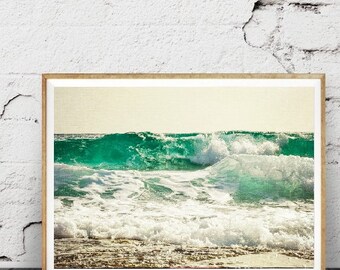 Vagues de l’océan Wall Art Print, Photo de l’océan de l’eau, plage Decor, art abstrait à Aqua bleuTurquoise, téléchargement numérique