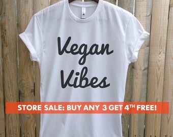 Vegan Vibes T-Shirt, Ladies Unisex Crewneck Shirt, Cute Vegan Shirt, Funny Vegan T-shirt, Gift