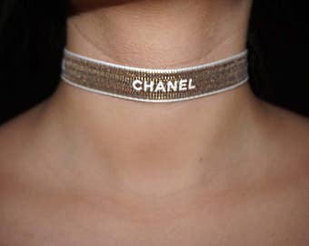Gold Chanel choker, Gold Choker, Chanel necklace, Gold Chanel Jewelry, Chanel Jewelry, Gold Ribbon Chanel