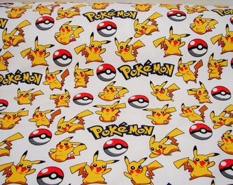 Pokemon fabric by the yard, pikachu Cotton fabric textile kids cotton natural sewing tools