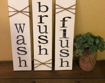 Rustic Bathroom Wall Decor wash brush flush wood sign bathroom wall decor bathroom art Rustic Bathroom Wall Decor wash brush flush wood sign bathroom wall decor bathroom art