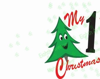 SVG, dxf, Download My First Christmas, svg First Christmas Tree; dxf 1st Christmas; First Christmas with tree
