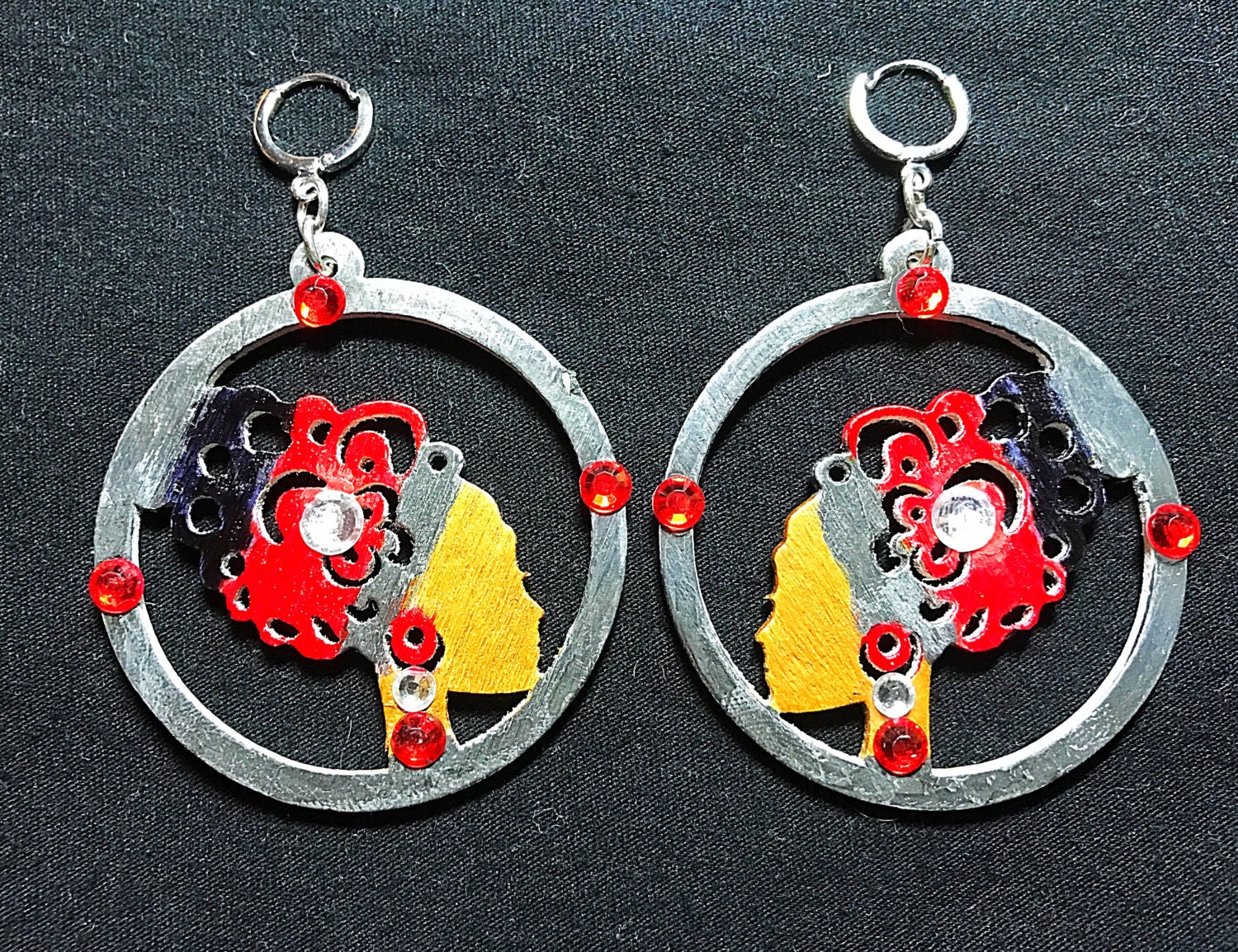 Beautiful Handpainted Wood Queen Earrings Etsy On Sale