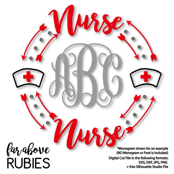 Download Nursing Nurse with Hat Red Cross Monogram Wreath monogram NOT