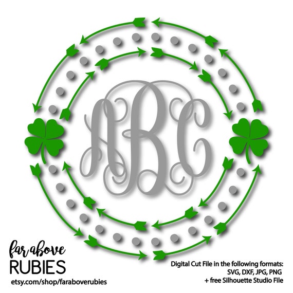 Download St Patrick's Day Shamrock Four Leaf Clover Monogram Wreath