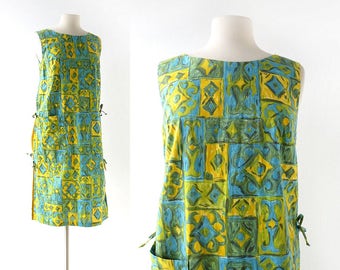 1960s Shift Dress | Positano | Cotton Summer Dress | 60s Dress | S M