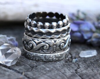 Sterling Silver Stacking Rings Sterling Silver Ring Bands Silver Stacking Rings Silver Stackable Rings Sterling Silver Stacking Ring Set