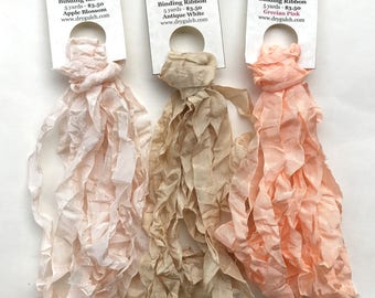 Vintage Seam Binding Ribbon, Ruffled Seam Ribbon, Jewelry Ribbon, Cream Ribbon, Blush Ribbon, One 5 Yard Bundle, You Choose Color, Dry Gulch