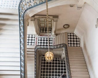 Paris Photography - Questel Staircase, Versailles, Neutral, Architecture Home Decor, Travel Photograph, French Wall Decor